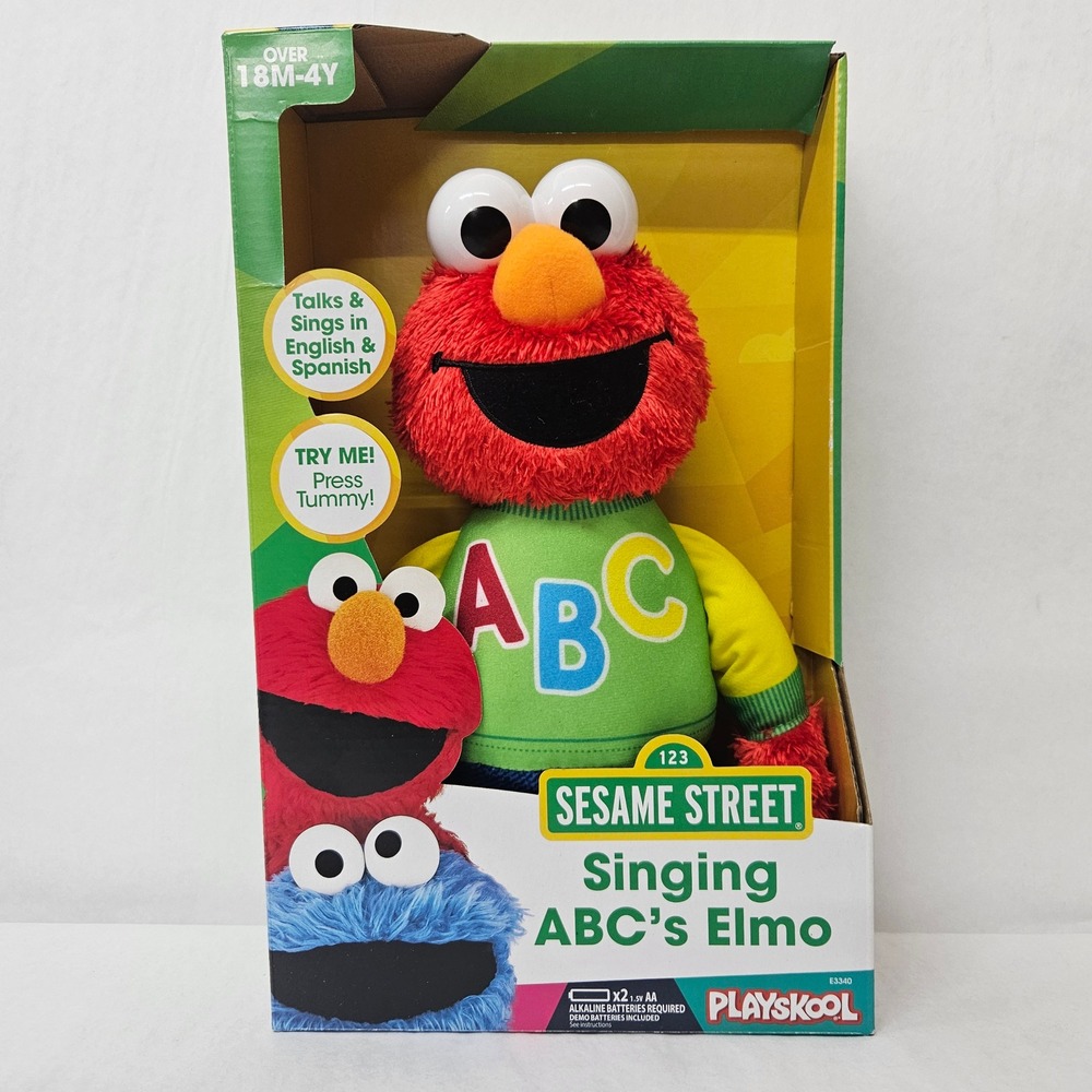 Playskool Sesame Street Singing ABCs Elmo Talking Bilingual Plush E3340 Open Box